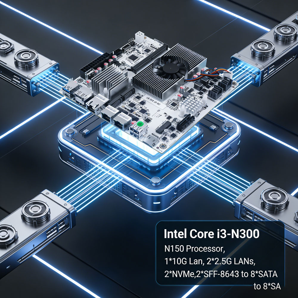 Mini Itx Dual 2.5G Nas Motherboard - Placa-mãe Mini ITX NAS de 8