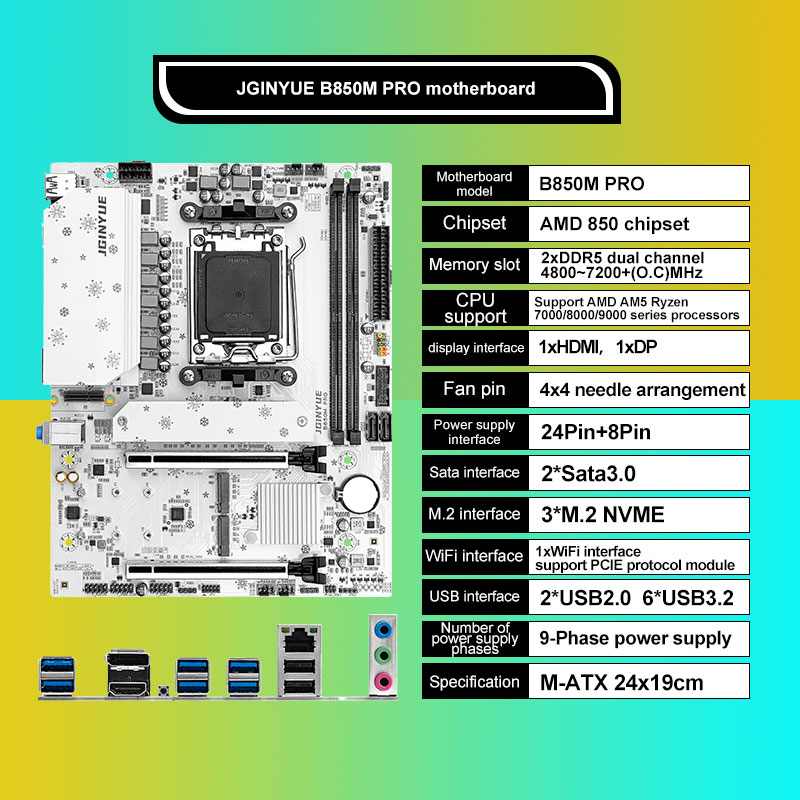 Placa-Mãe JGINYUE B850M PRO AM - Am5 Micro Atx Pcie 5.0 Motherboard avaliação e preço