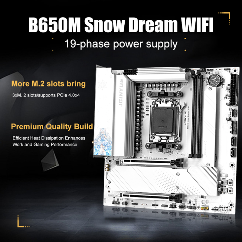JGINYUE B650M Snow Dream WIFI  - Am5 Micro Atx Pcie 5.0 Motherboard avaliação e preço